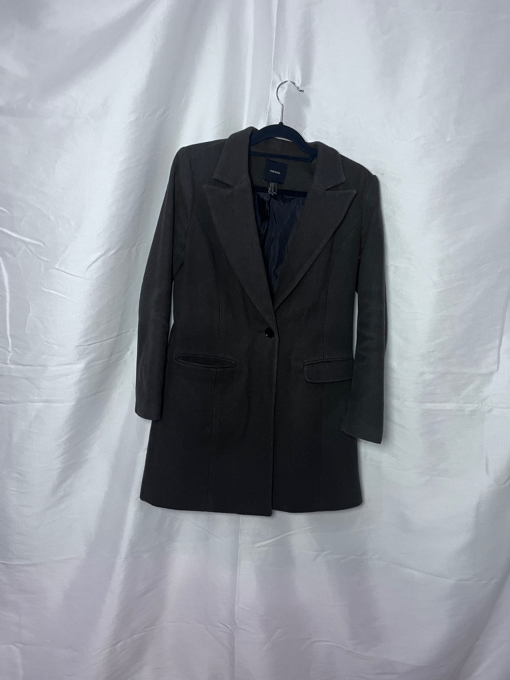Forever 21 Women's Dark Gray Single-Button Tailored Coat